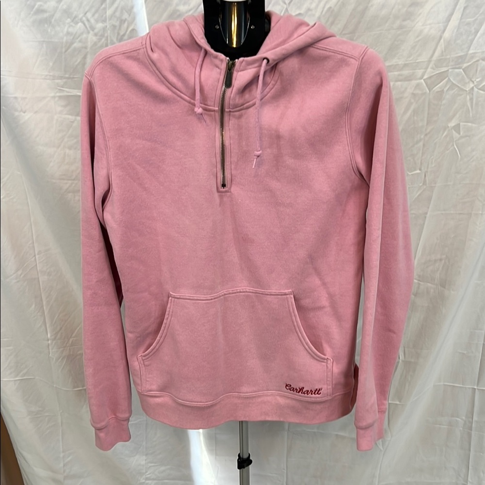 Carhartt Pink Quarter-Zip Hoodie Sweatshirt